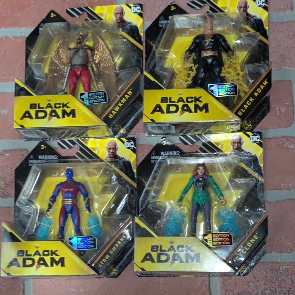 DC Black Adam 4-Pack Figure Set with Yellow Packaging
